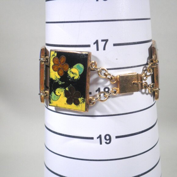 Vintage Robert Kuo Cloisonné Panel Bracelet - Picture 4 of 5